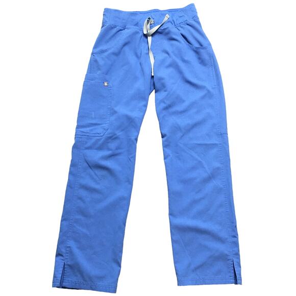 Figs Womens Scrub Pants Cargo Pockets Drawstring Straight Leg Workwear Blue XS - Picture 1 of 9